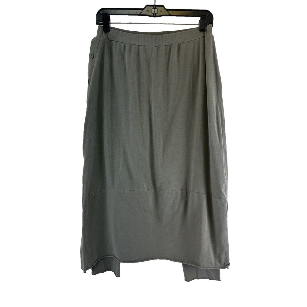 Luukaa Leggings Attached Skirt Midi Side Buttons Stretch PullOn Lagenlook Size 8